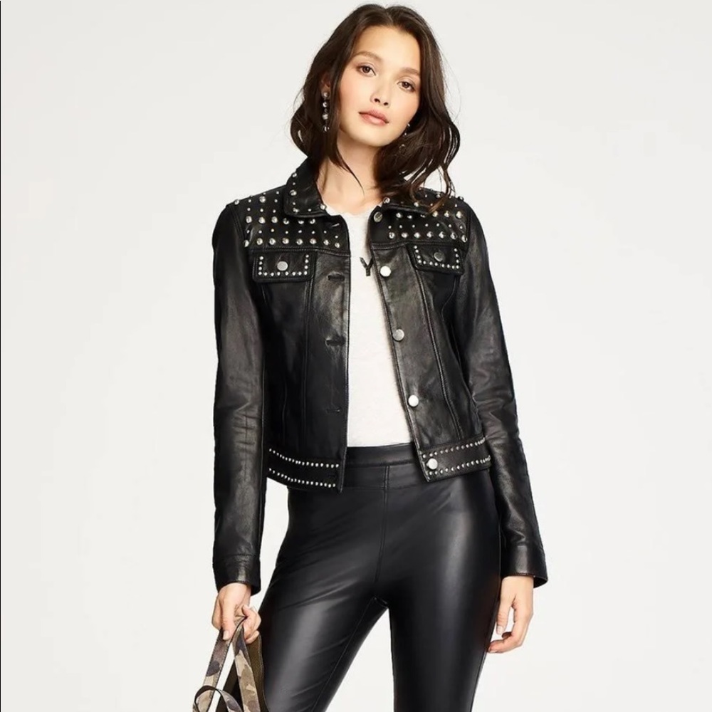 Rebecca Minkoff Leather Studded Annatto Jacket